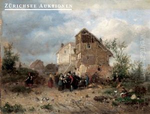 Landschaft Mit Figurenstaffage by Eduard Gustav Seydel