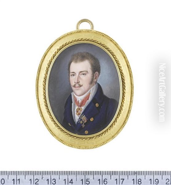 A Gentleman, Wearing Blue Coat, White Waistcoat, Chemise, Stock And Tie, The Russian Order Of St. Anne On A Red Sash Ribbon Suspended From His Neck, The... - view 1