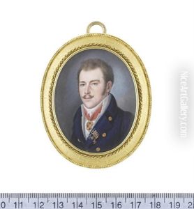 A Gentleman, Wearing Blue Coat, White Waistcoat, Chemise, Stock And Tie, The Russian Order Of St. Anne On A Red Sash Ribbon Suspended From His Neck, The...