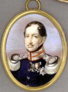 Frederick William Iii, King Of Prussia, In Dark Blue Coat With Red Piping, Silver-embroidered Red Collar And Silver Epaulettes, Black Stock, Wearing Badges ... by Abel Heinrich Seyffert