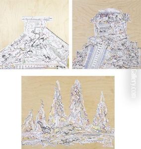 Three Works From The Series Ruinas: (i) Chichen-itza; (ii) Palenque; (iii) Ayutthaya by Alberto Bozza