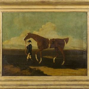A Chestnut Race Horse With Groom by James Seymour