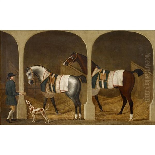Racehorses In A Stable - view 1