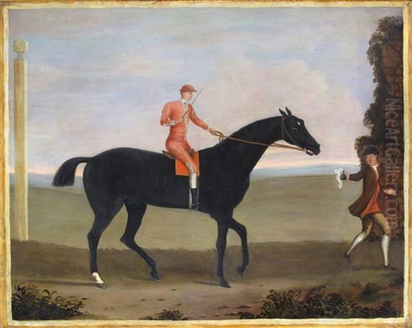 Hunters Led By Grooms, One With Jockey Up (pair) - view 1