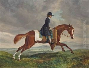 A Chestnut Racehorse With Groom Up
