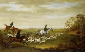 Huntsmen And Their Hounds In An Extensive Landscape by James Seymour