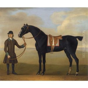 The Black Racehorse "molotto" Held By A Groom by James Seymour
