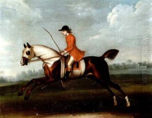 A Training Groom Excercising A Chestnut Racehorse