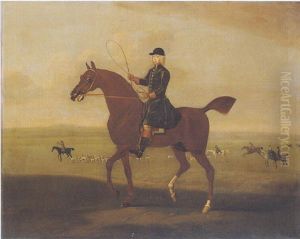 Mr Jolliffe On A Chestnut Hunter With The Hunt Beyond by James Seymour