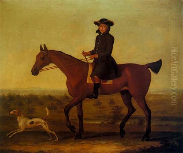 A Gentleman On A Bay Hunter With A Hound - view 1