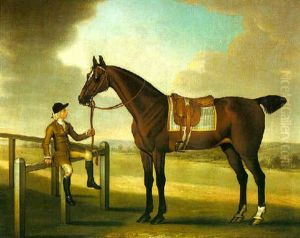 "turnip", A Bay Racehorse With A Groom On A Racecourse by James Seymour