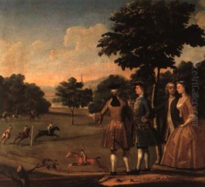 A Party Of Elegant Figures Watching A Horse Race by James Seymour