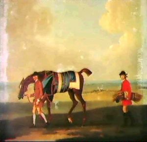 Sedbury With Two Grooms, One Carrying A Bale Of Fodder