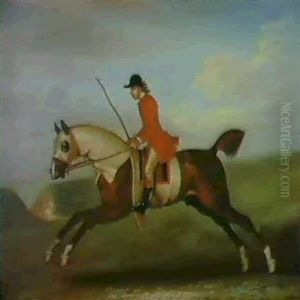 A Bay Racehorse With Jockey Up By The Gap At Newsmarket by James Seymour