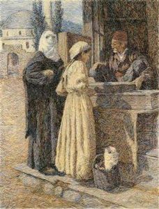 Market Scene by Spiro Bozzarich