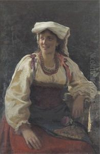 Portratt Av Ung Kvinna by Nikolai Pavlovich Shakhovskoy
