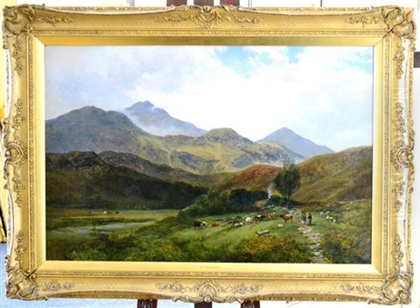 A Scene In North Wales With Figures And Cattle - view 1
