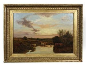 Drover With Cattle, Near Esher Surrey