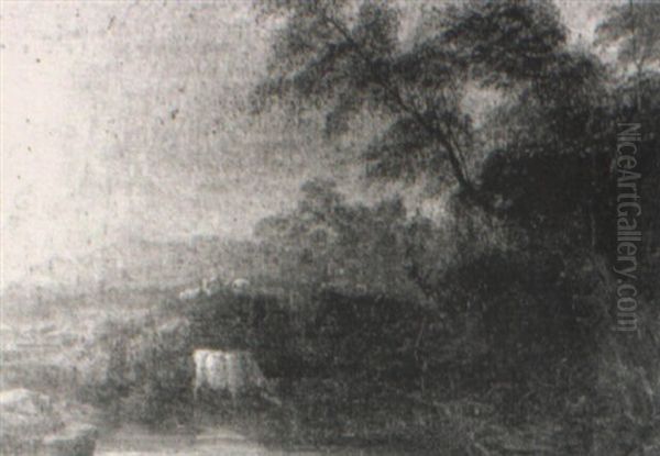 Cattle Watering, Sheep Grazing Beyond - view 1