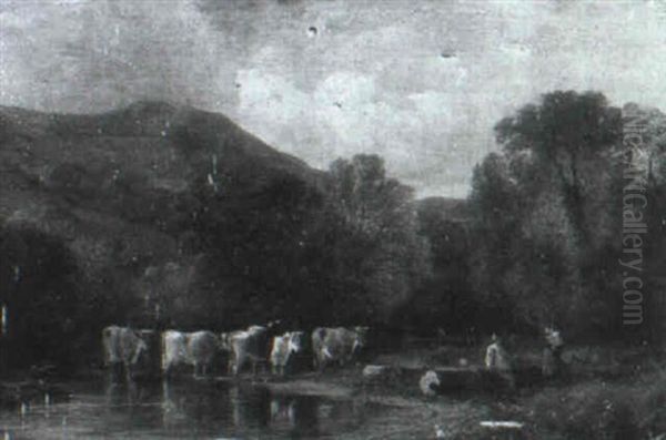 Cattle By A Stream - view 1