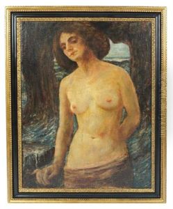 Pre-raphaelite Study Of A Sea Nymph In A Cave by Charles Haslewood Shannon