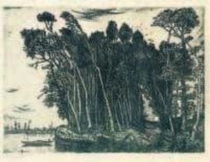 "boschetto Lungo Il Fiume" 1911 by Cino Bozzetti