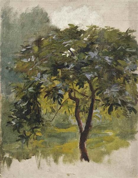 Four Oil Studies Including A Woman In A Cafe, A Dog, An Interior Scene And A Tree - view 1