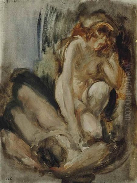 Two Female Nudes: Study For The Infant Bacchus. C. 1908 - view 1