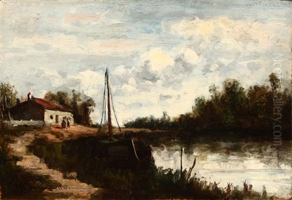 Boat And Cottage In A New England Scene - view 1