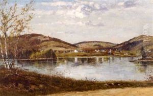 Autumn View Of A New England Village With Lake by Frank Henry Shapleigh