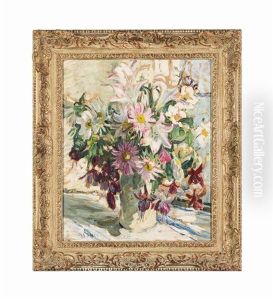 Fuchsias, Lilies And Asters by Dorothea Sharp