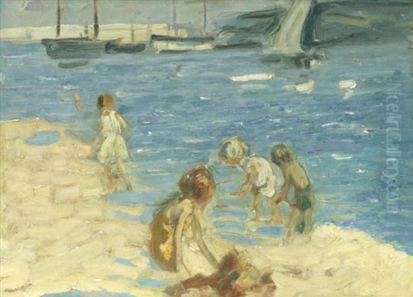 Children Playing In The Shallows - view 1