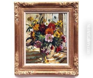 Still Life Study Of Mixed Flowers In A Vase by Dorothea Sharp