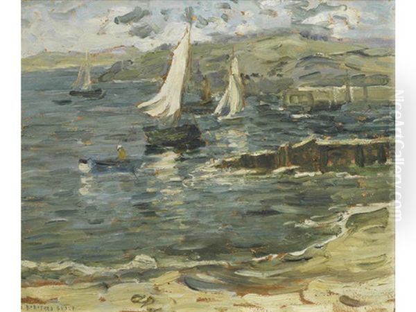 Boats In A Cornish Harbour - view 1