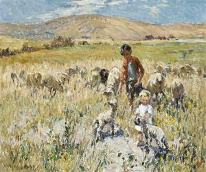 Children In A Field With Sheep Children In A Field With Sheep
