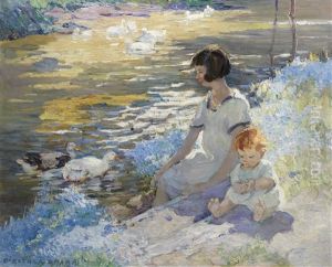 The Baby And The Blue, Forget-me-nots by Dorothea Sharp