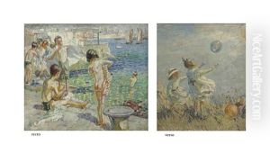 Children Sea Bathing (recto) (+ Bubbles (verso); 2 Works) by Dorothea Sharp