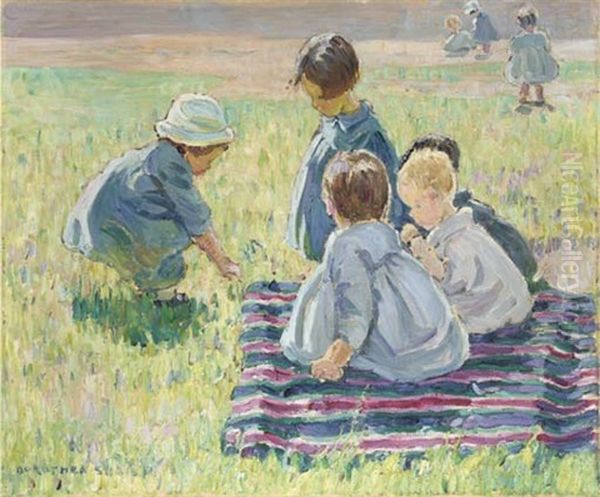 Children On A Striped Rug - view 1