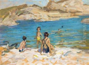 Bathers At Cassis (+ 2 Others; 3 Works, Various Sizes, 1 Oil On Paper Laid On Board) by Dorothea Sharp