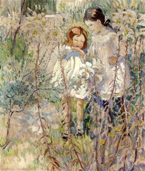 Children In A Sunlit Garden - view 1