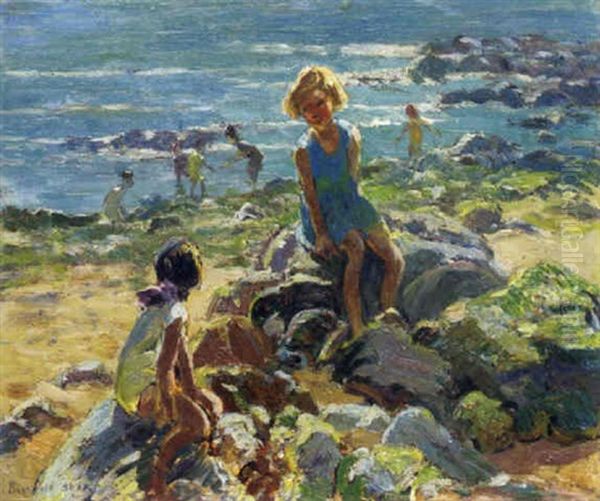 Children Sitting On The Rocks - view 1
