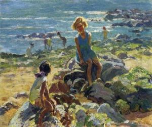 Children Sitting On The Rocks by Dorothea Sharp