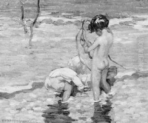Children Playing At Seashore