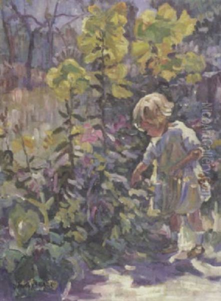 Little Girl In A Flower Garden - view 1
