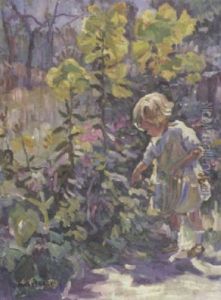 Little Girl In A Flower Garden by Dorothea Sharp