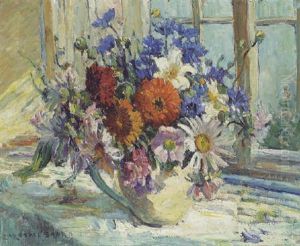 Still Life With Flowers On A Windowsill by Dorothea Sharp