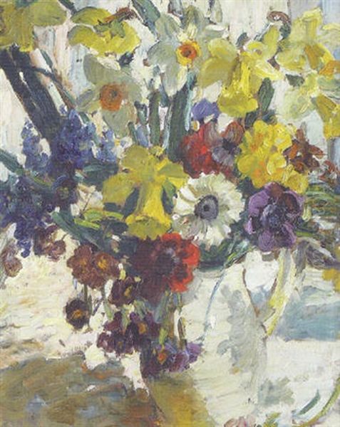 A Still Life Of Mixed Flowers In A Jug - view 1