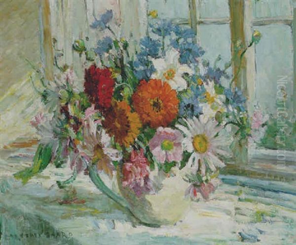 Still Life With Garden Flowers On A Windowsill - view 1