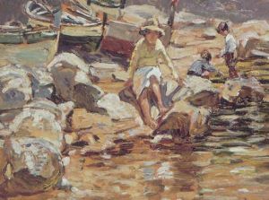 Children Paddling At St. Ives by Dorothea Sharp