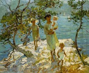 Mother And Children By The Sea by Dorothea Sharp